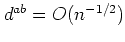 $ d^{ab}=O(n^{-1/2})$